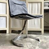 Set of 4 vintage chairs, chromed metal, France 1970