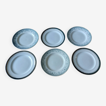 Festive dinner plates mismatched tones green blue
