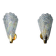 Pair of frosted leaf wall lights, Murano glass, Italy, 1970