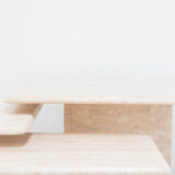 Set of 3 vintage travertine pull out tables