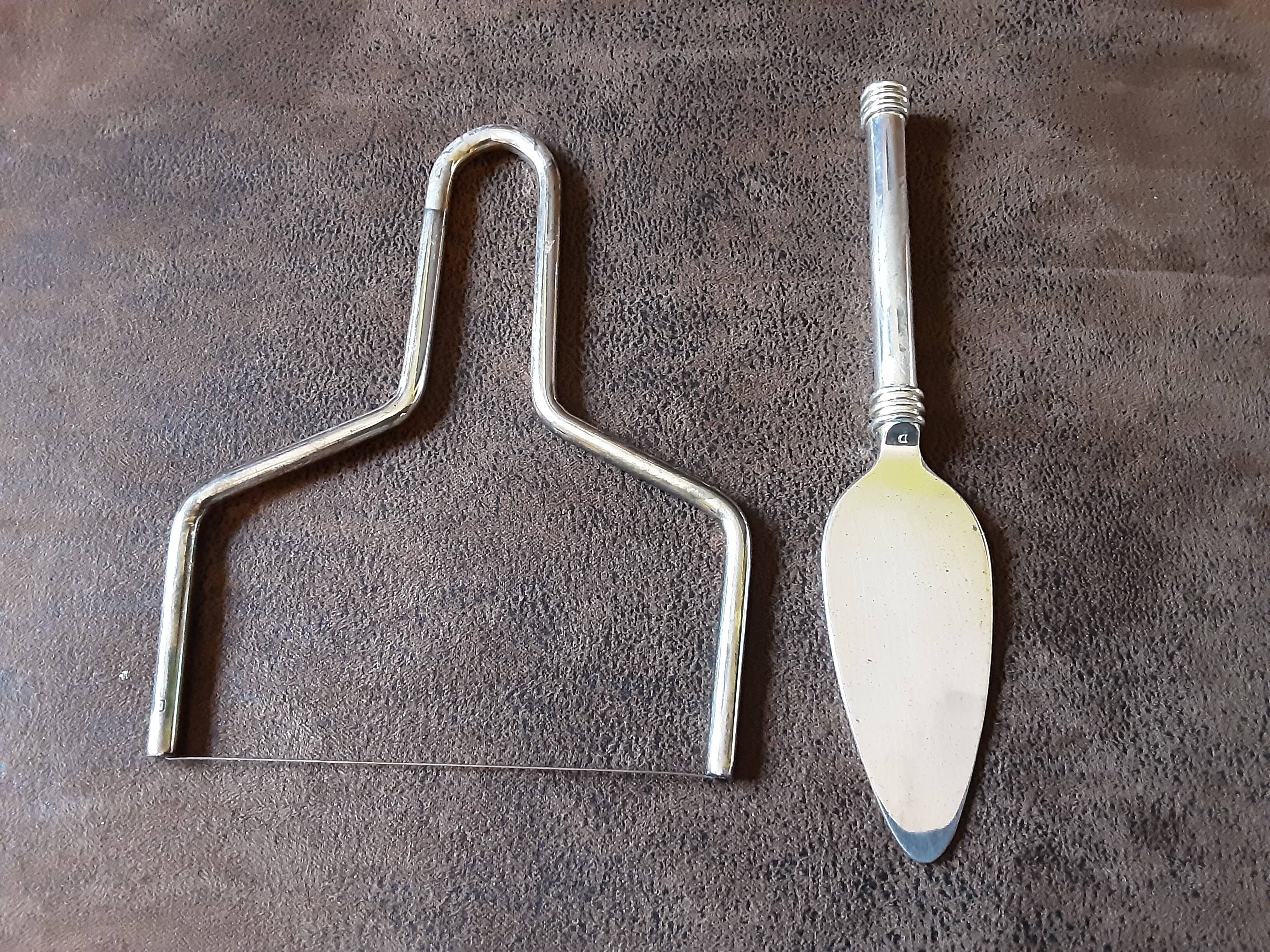 Set of 2 old metal butter dishes