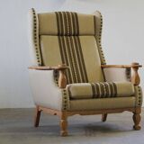 Vintage 1960s set of low & high back lounge chair oak, style of Henning Kjærnulf