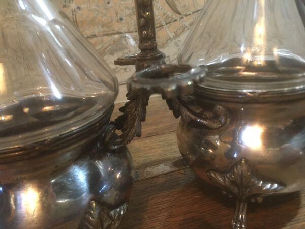 Service à huile et vinaigre en argent et cristal