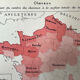 Double map plan France Agriculture Livestock 55.5x37.5cm