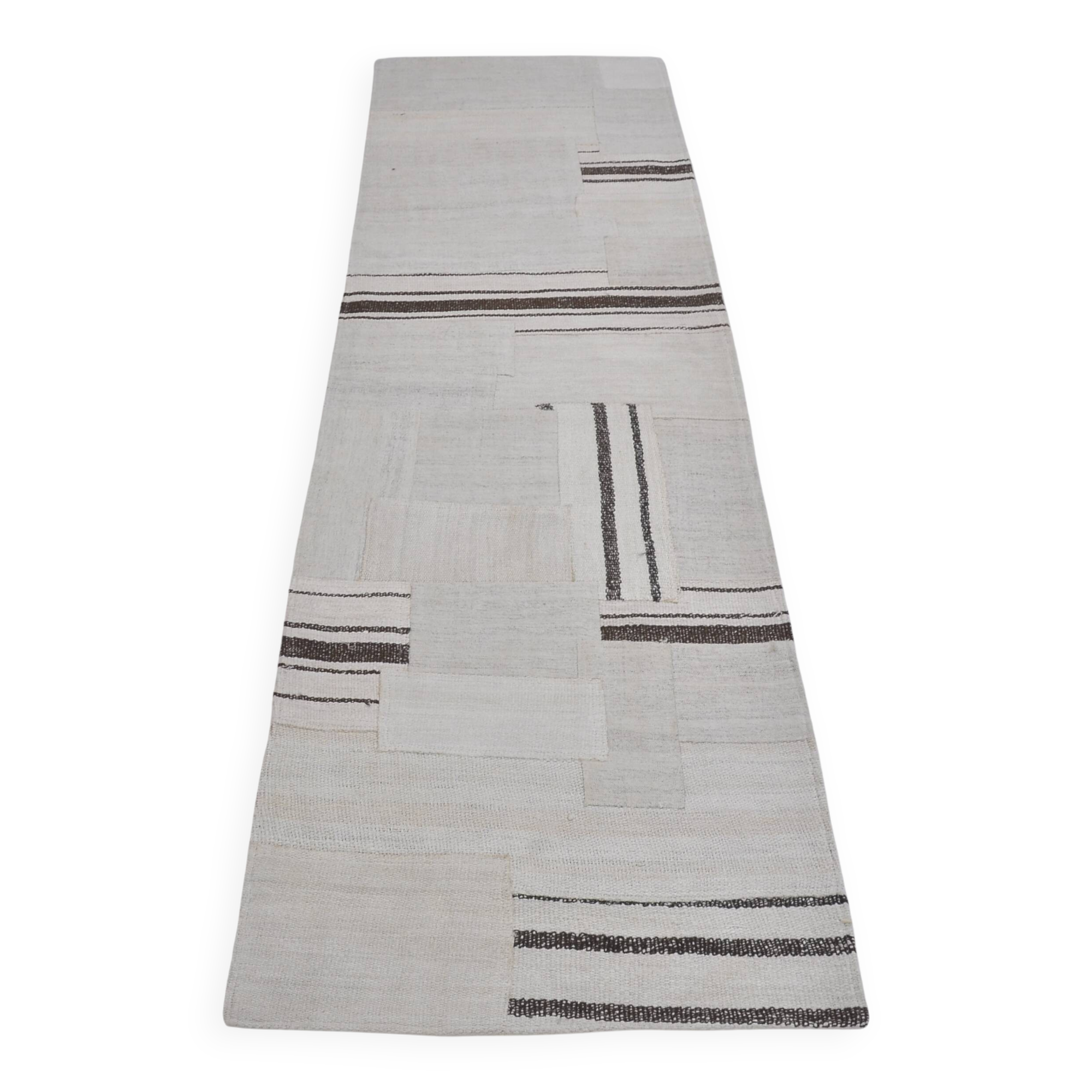 Decorative White And Black Hemp Kilim Rug sku 3803