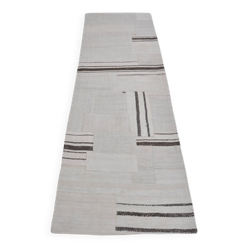 Decorative White And Black Hemp Kilim Rug sku 3803