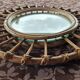 Miroir soleil en rotin vintage 70s