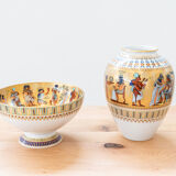 Kaiser "Theben" set of 2 porcelain vases, Egyptian motif.