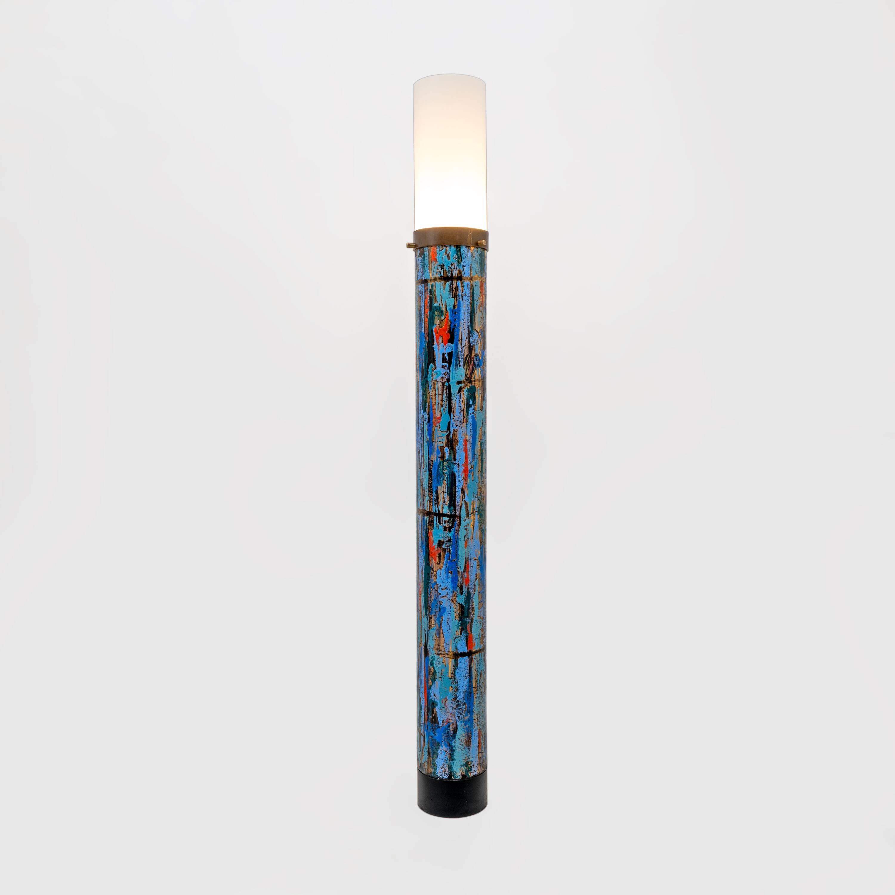 Italian Enamelled Brass Floor Lamp by Angelo Brotto for Esperia, 1960s