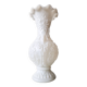 White opaline vase decorated with arabesques and ram's heads