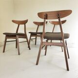 Set of 4 scandinavian chairs wood and fabric