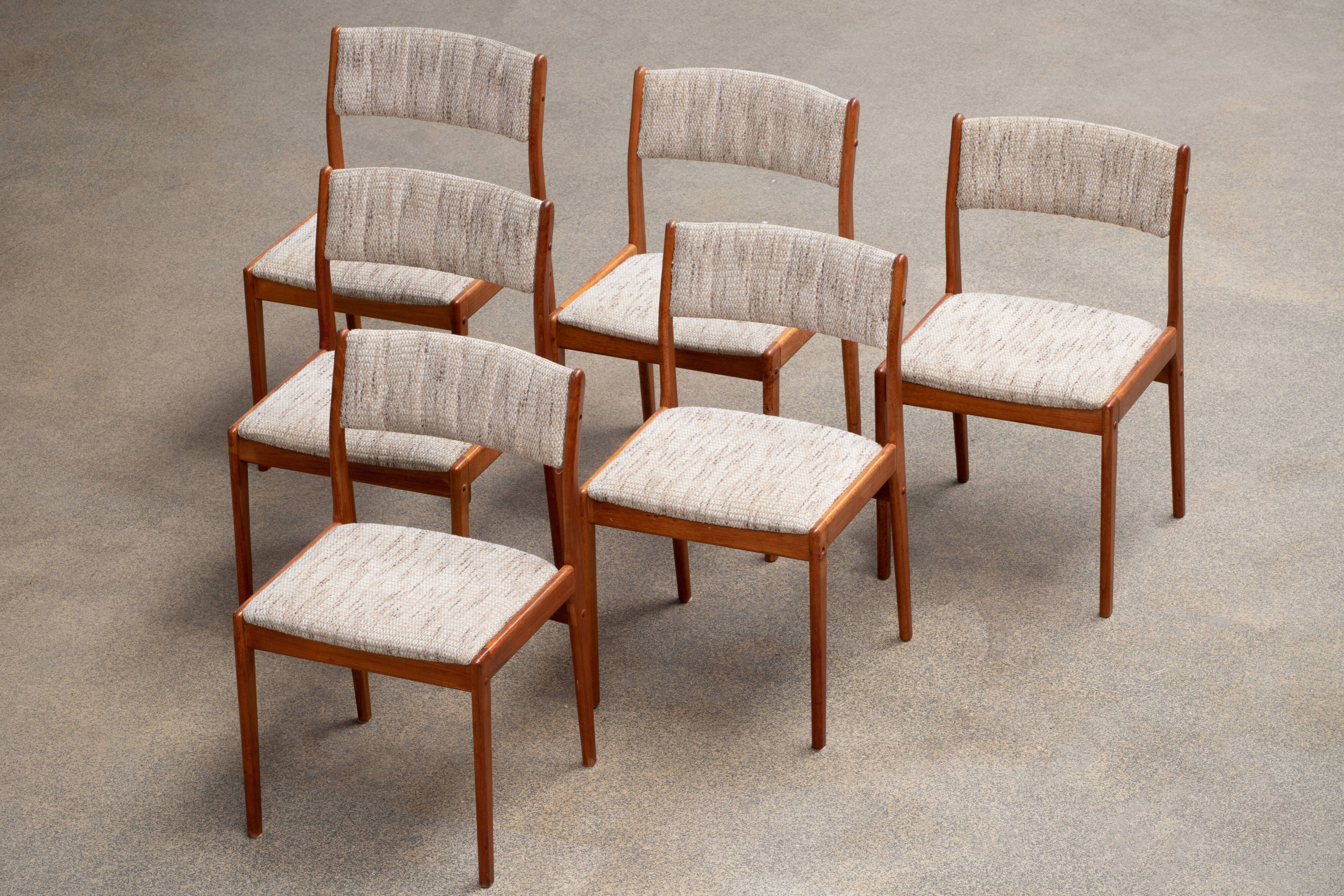 6 danish scandinavian chairs - teak & wool 1960