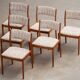 6 danish scandinavian chairs - teak & wool 1960
