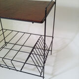 Table en métal noir mat range-vinyles vintage