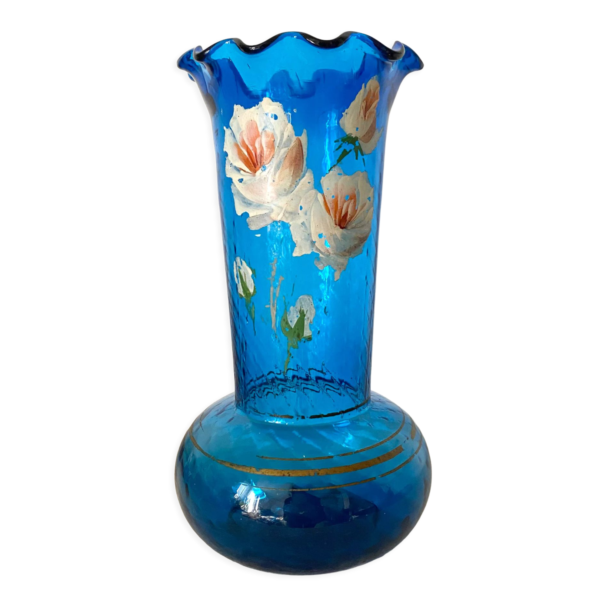 Antique blue glass vase from the 1900s