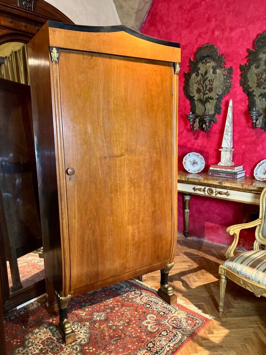 Biedermeier Armoire with Intricate Carvings and Urn Shape