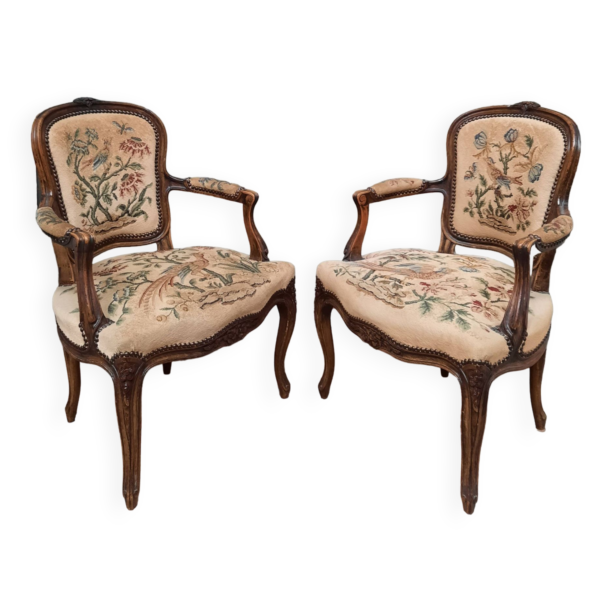 Pair of Louis XV style canriolet