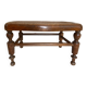 Low wooden stool with caning, footrest.