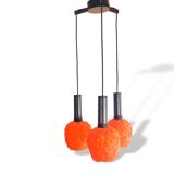 Orange Lucite Spaghetti 3 light cascading chandelier lamp