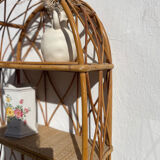 Vintage wall shelf in rattan and caning — 70s bohemian spirit