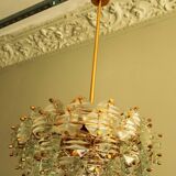 Kinkeldey gold plated and faceted glass chandelier, 1960s