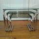 Pull-out coffee tables in glass and chrome 1970s