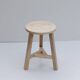 Oak stool with round seat and three legs, minimalist stool with tr