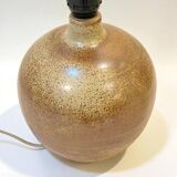 XXL vintage ceramic brown floor lamp with beige ribbon shade from the 1970s.