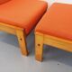 Set of 2 vintage Baumann armchairs in orange fabric and wood from the 80s