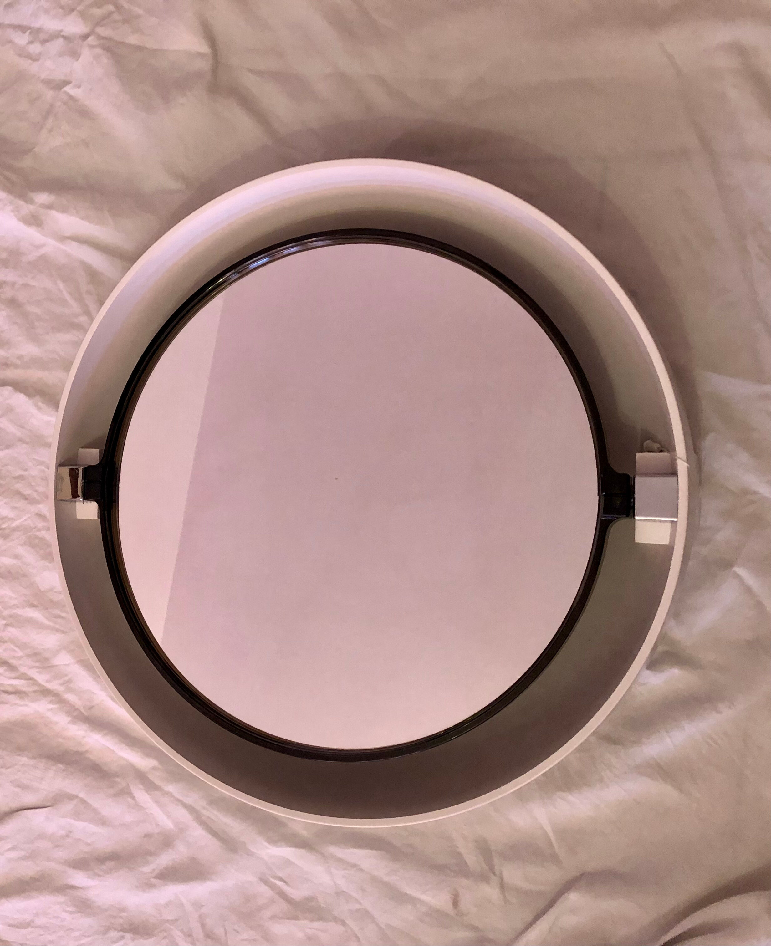Vintage Space age 70 backlit swivel round mirror 61cm