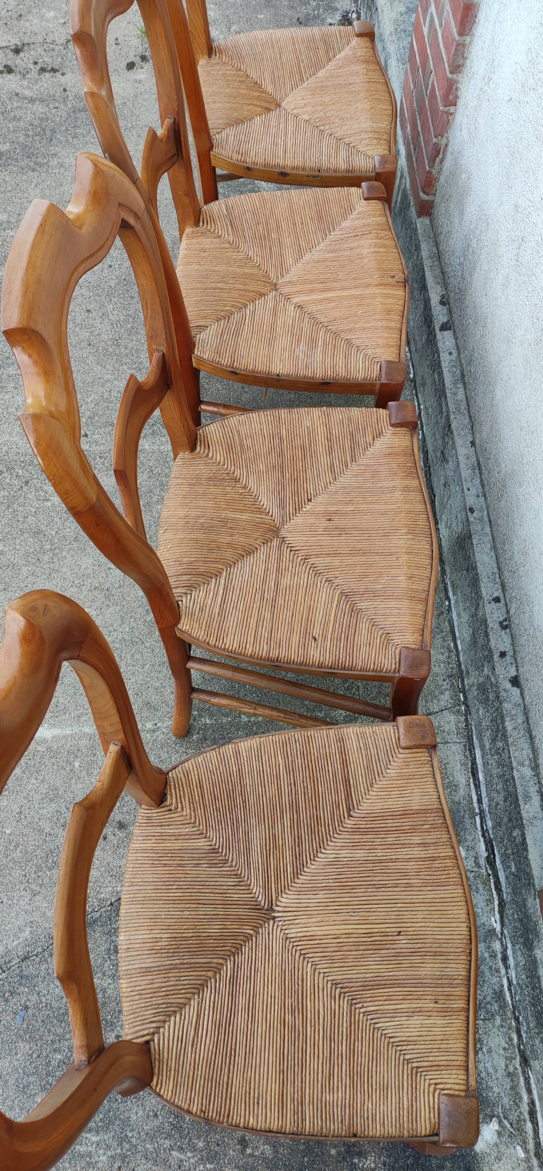 4 Chairs Paillées Louis Philippe