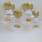 Set of 4 Vintage Sconces Flush Mount Mazzega Murano Glass Ceiling Lights