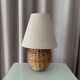 Vintage Woven Rattan Table Lamp with Linen Shade