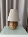 Vintage Woven Rattan Table Lamp with Linen Shade
