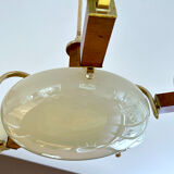 Art deco chandelier, glass, wood and glass, 30s