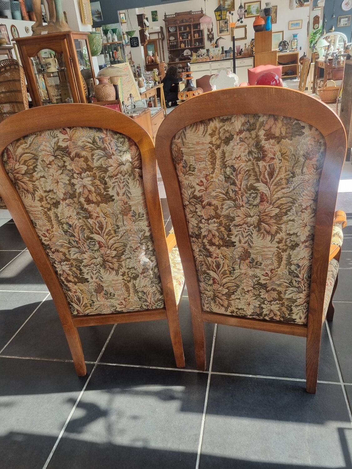 Pair of antique Voltaire armchairs