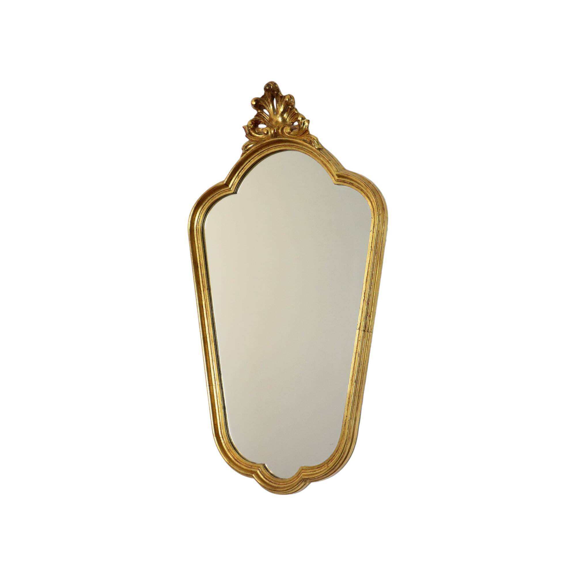 Mid Century Gold Baroque Mirror Crested Mirror Resin Acanthus