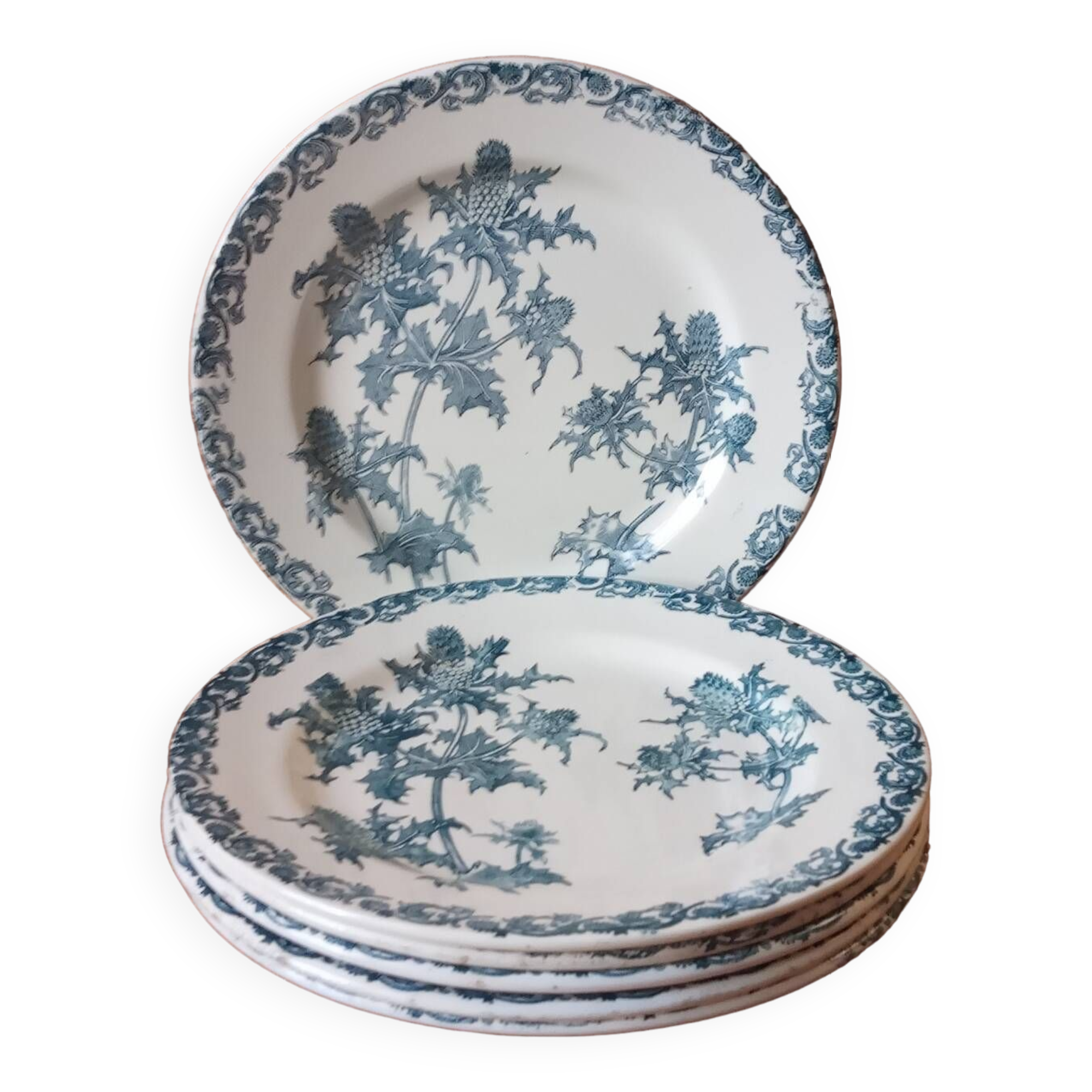 Six LG "Righi" iron earthenware plates