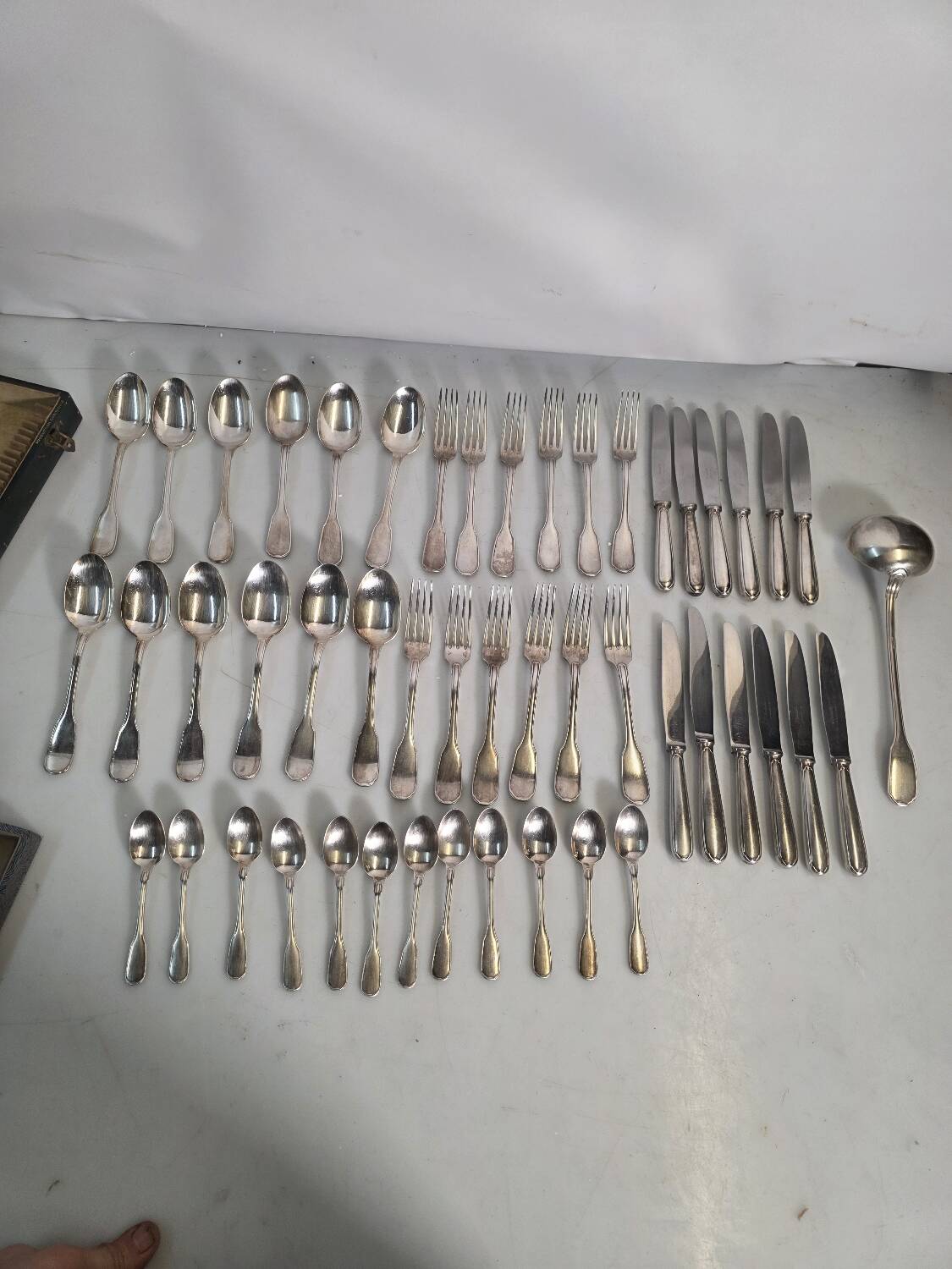Christofle silver-plated cutlery set, 49 pieces with case.
