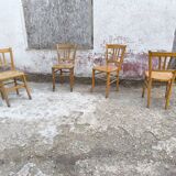 Lot de 4 chaises de bistrot Luterma authentique en bois de hêtre dans leur jus