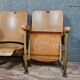 Triple cinema bench in wood and steel, Twentieth century design