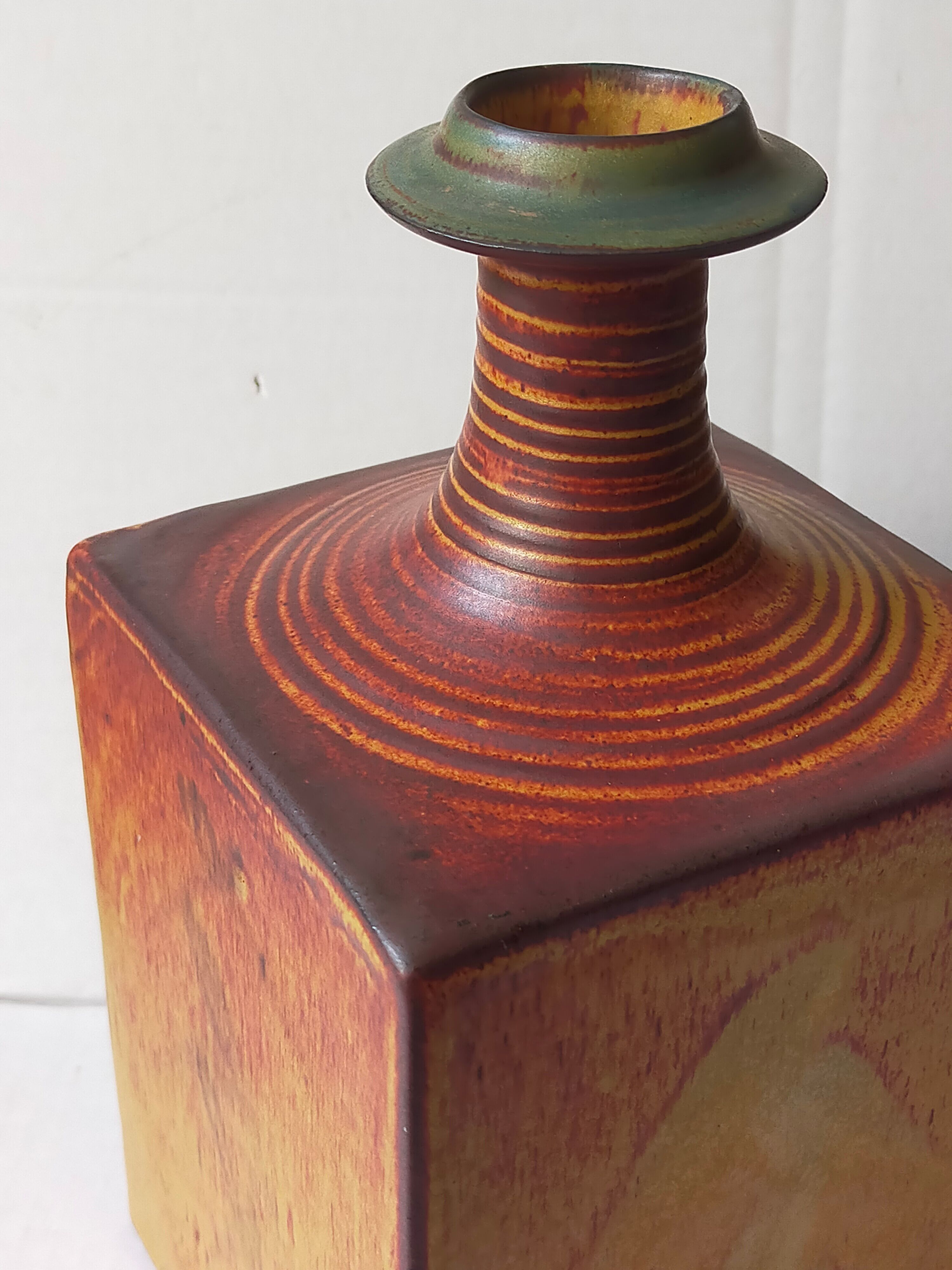 Vintage Scandinavian enamelled earth soliflore vase