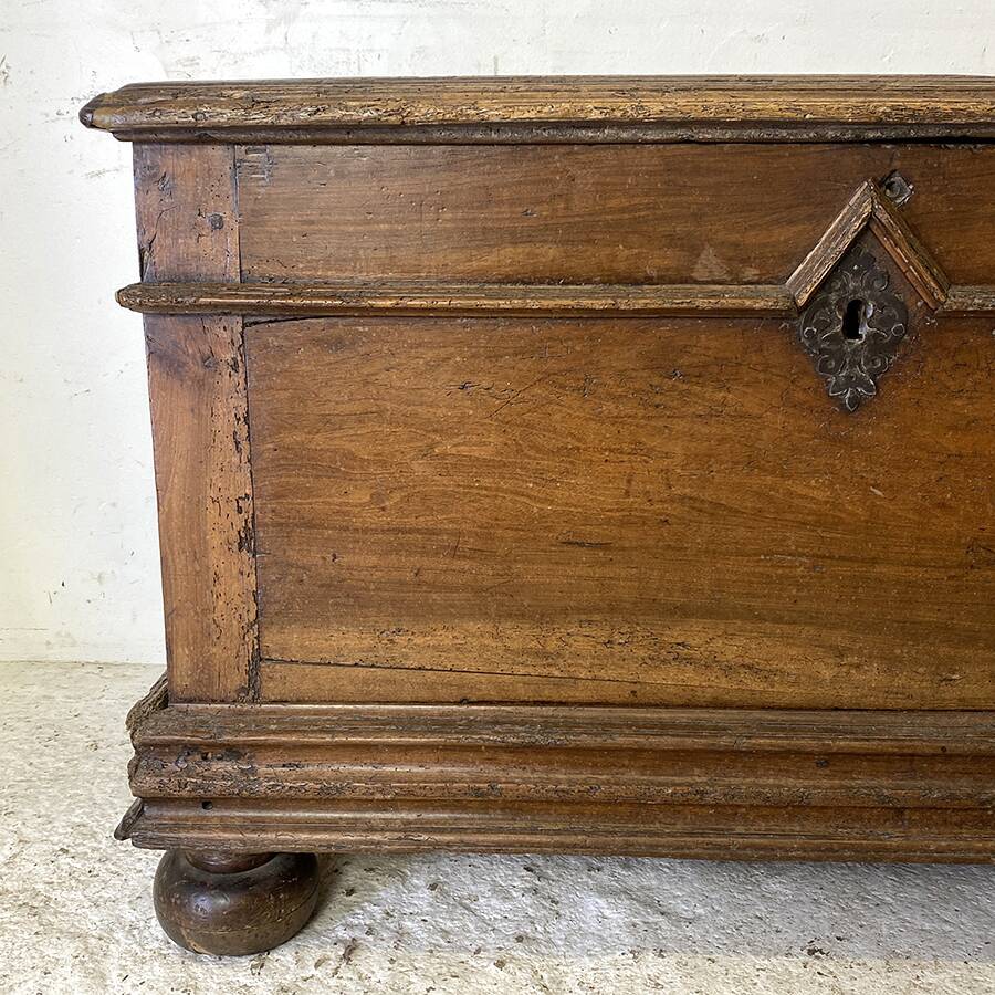 17th century chest in molded oak