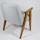 Vintage armchair model 366, 60s, blue fabric, teak wood