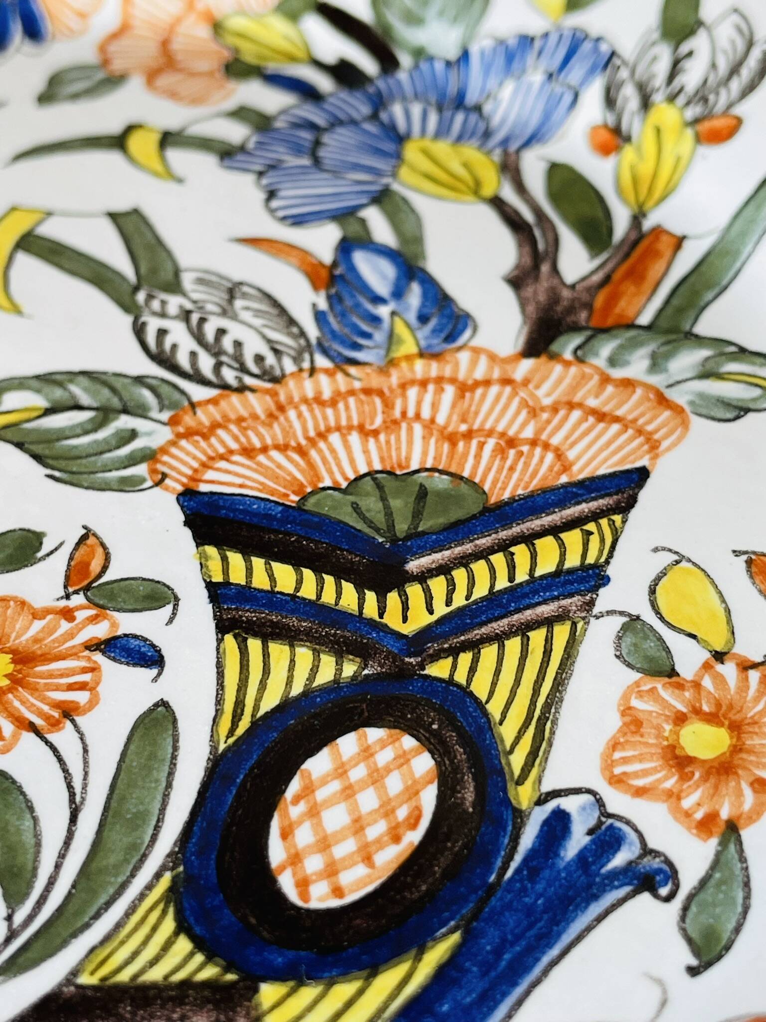 Decorative plate made of Rouen earthenware