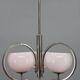 Art Deco nickel chandelier with light-pink opaline shades, Czechoslovakia, 1930s