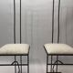 Pair of Postmodern High Back Black Metal Side Chairs in Boucle 1980s Vintage 70s