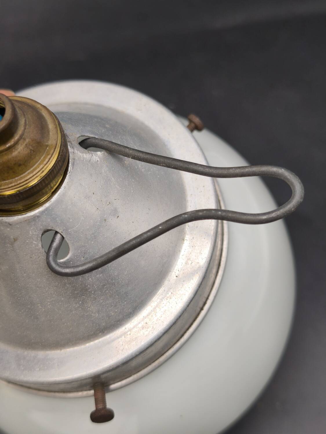 Vintage industrial opaline pendant light