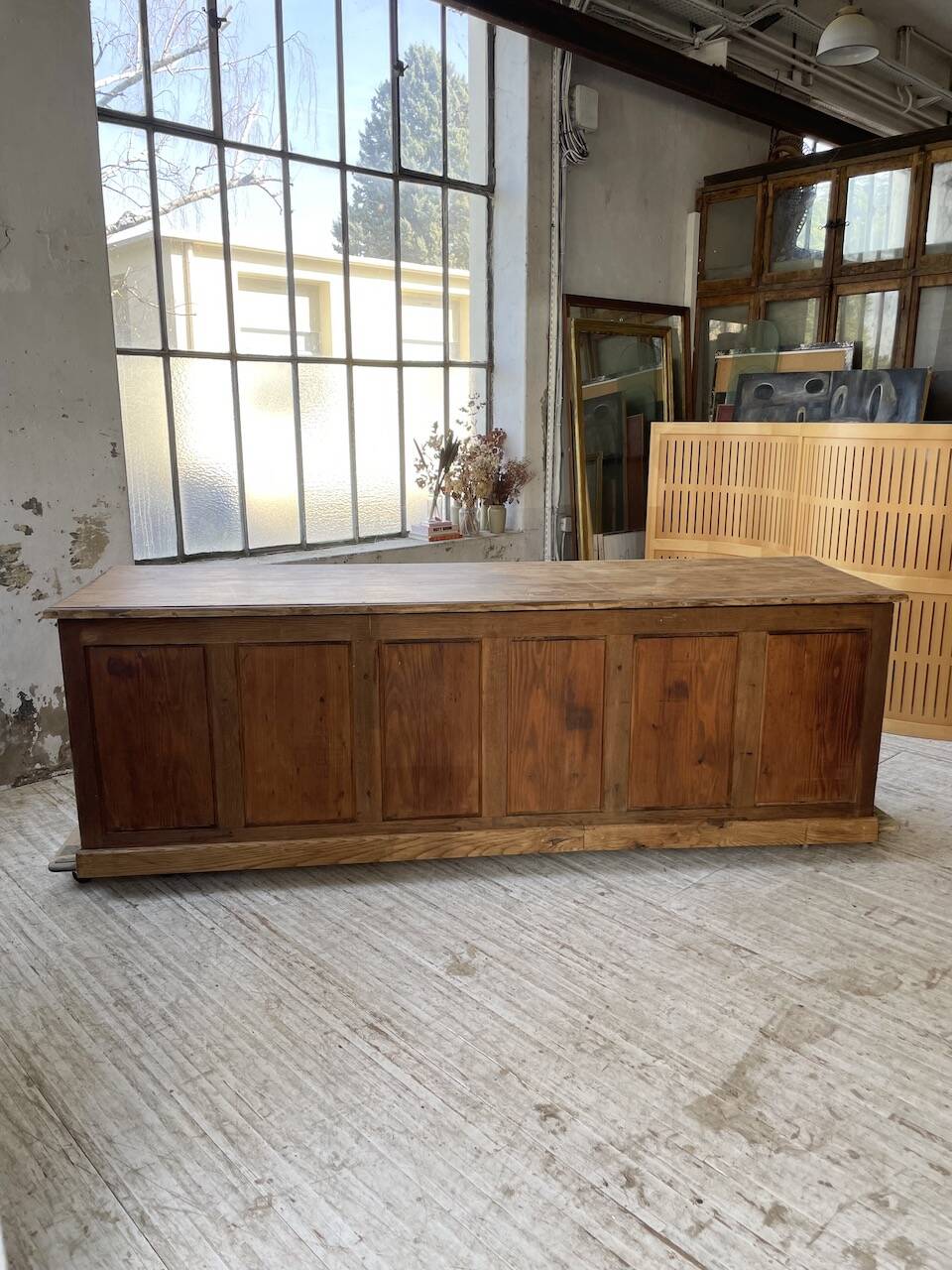 XXL solid oak counter sideboard