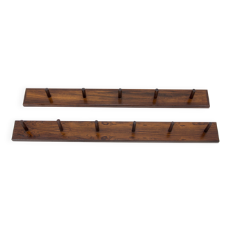 Set of Two Rosewood Wall Hangers, Denmark, 1970s